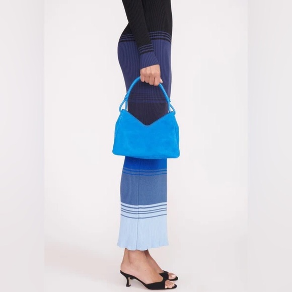 STAUD Valerie Director Blue Suede Bag NWT - Picture 2 of 13